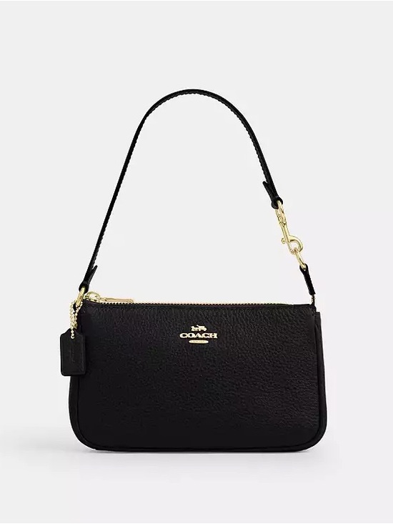 Coach Handbags - Coach Black Leather Shoulder Bag with Gold Hardware